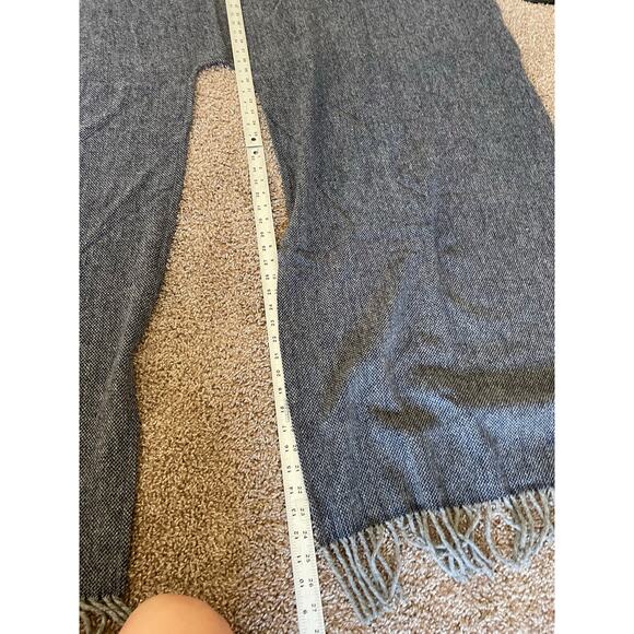 100% wool Fairbault Shawl Scarf Poncho Navy Blue and Grey - Picture 6 of 12